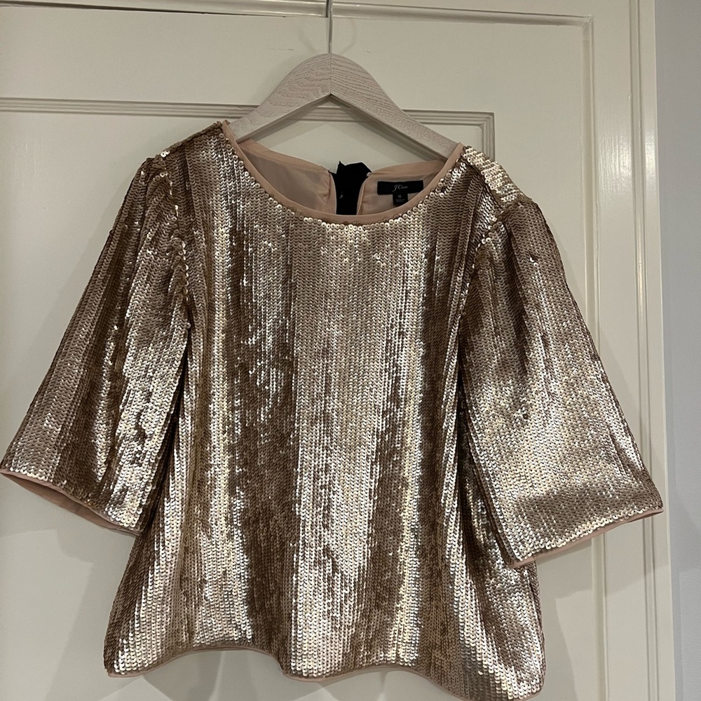 J. Crew Shimmering Gold Sequin Blouse
